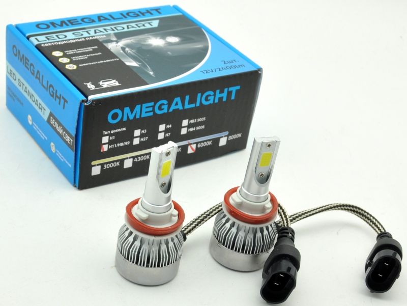 Omegalight | LED STANDART H8/H9/H11 | Лампа LED H8/H9/H11 2400 Lm (2 шт.) 12 в| превью 2