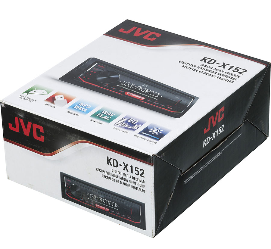 JVC | KD-X152 | красный, USB, FLAC, 1RCA, front AUX, съемная панель | превью 3