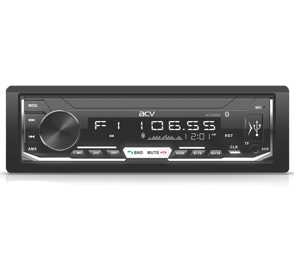 ACV | AVS-816BW | 1din/белая/Bluetooth/USB/AUX/SD/FM/4*50 | 1