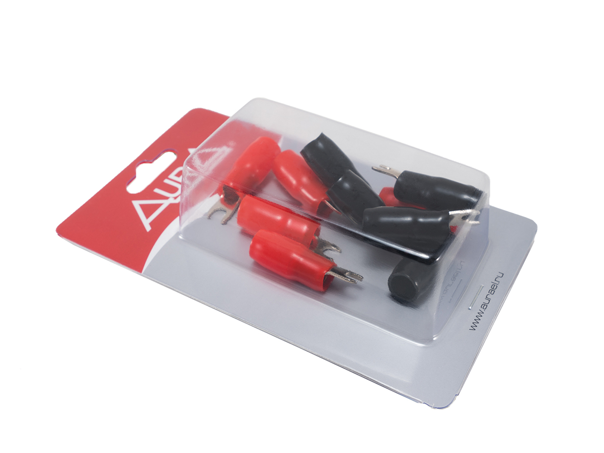 AurA | ACN-S204/10 | Клемма силовая, вилка, 4.2мм, 4Ga , 5 красных + 5 черных, Nickel, блистер | превью 2