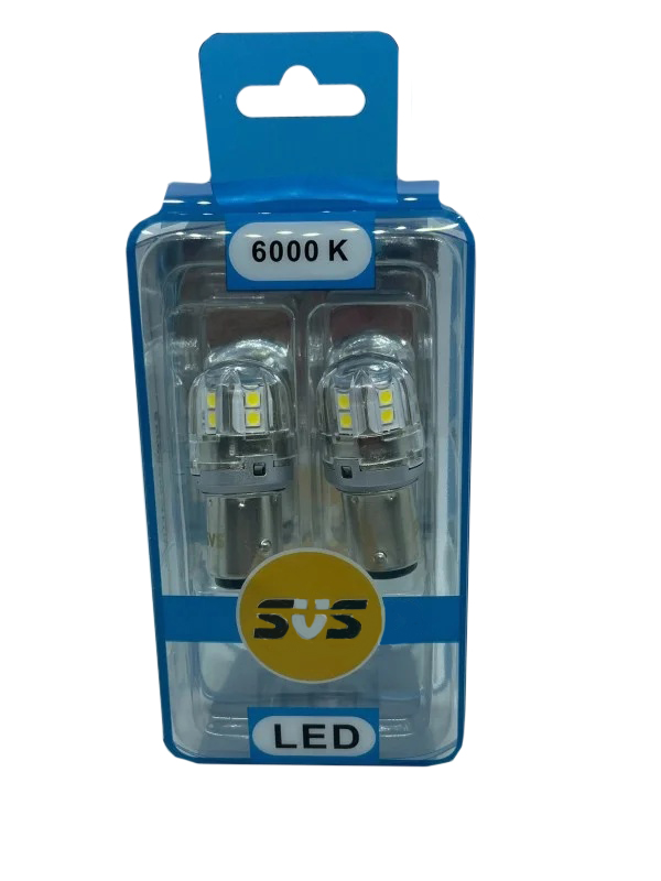 SVS |  P21/5W 1157 | 12-24V Диодная лампа с цоколем, 350Lm 6000K, белая уп.2шт 15SMD | превью 1