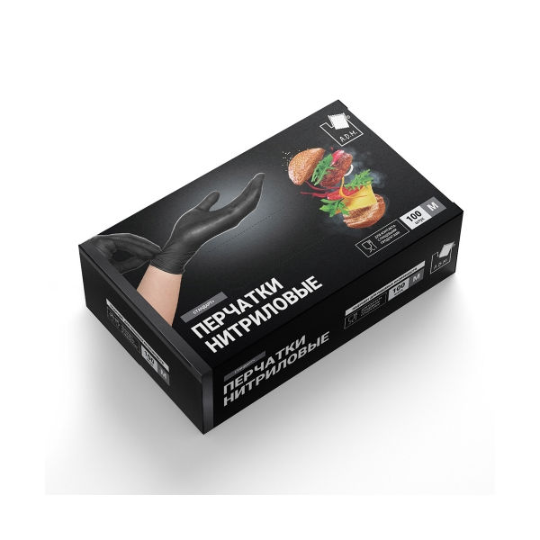 ADM | Перчатки SEMPB2 | Перчатки нитриловые, в упаковке размер M/50 пар. ЧЕРНЫЕ 1