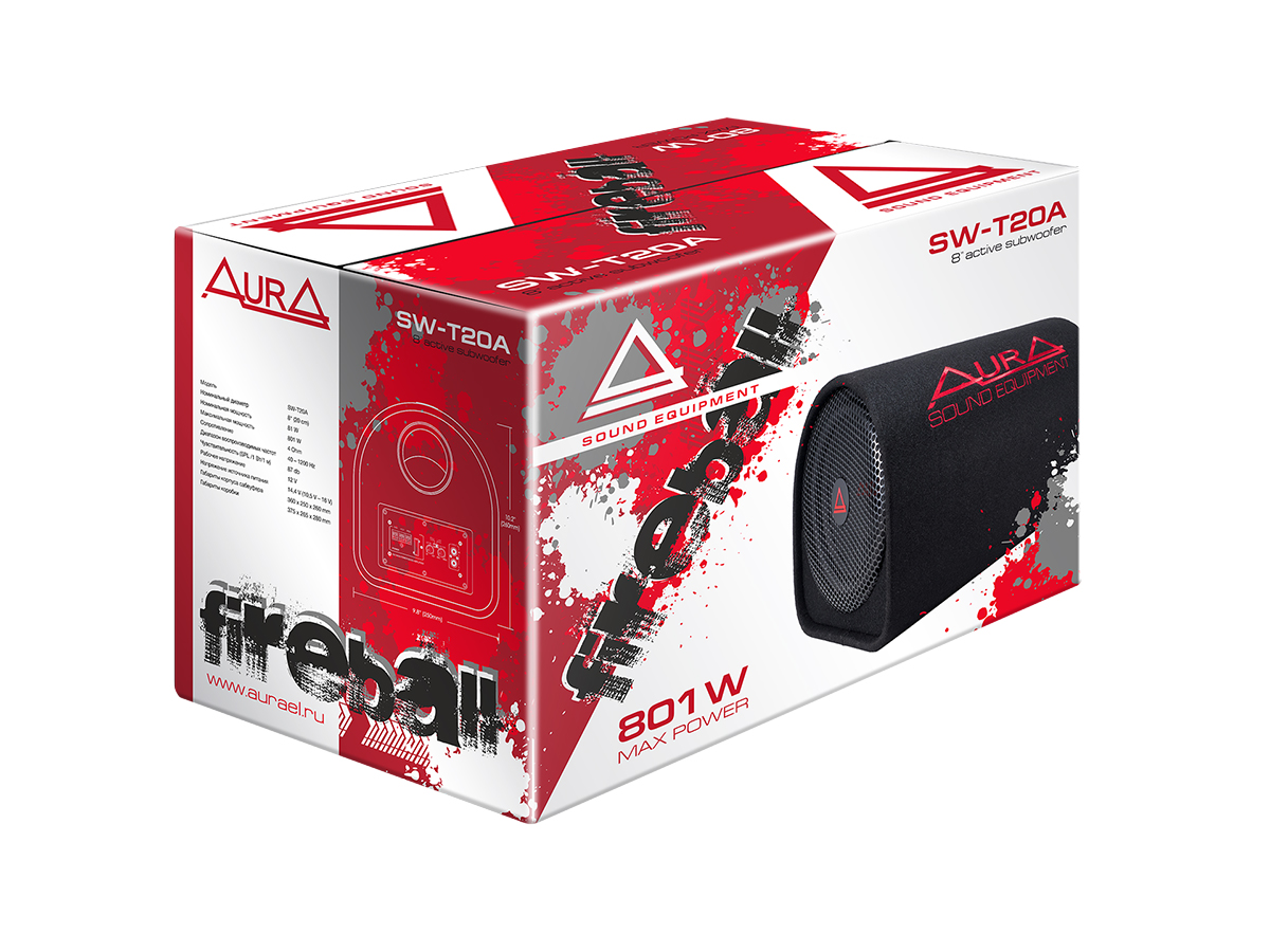 AurA | SW-T20A | 8" (20cm) активный корпусной сабвуфер, 81/801w, фазоинвертор | 5