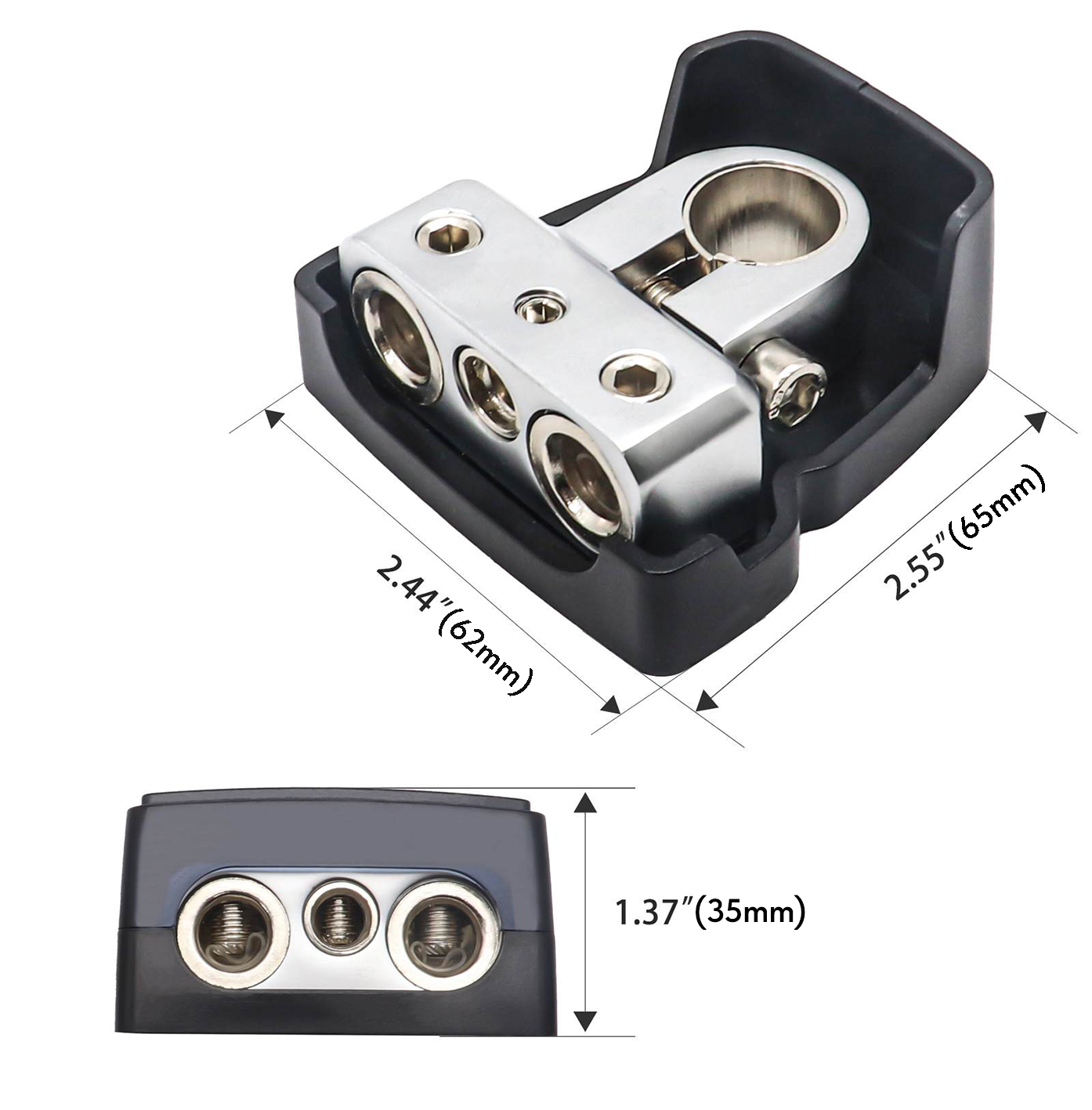 Recoil | PBT-2028 | Клеммы аккумуляторные/2x0/2/4 +2x4/8 Ga, в комплекте 2шт. | 3