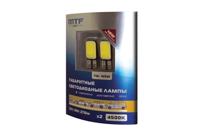MTF | W5WT10 б/ц 5500K | 12V, 3W, 270люмен, COB LED Корея, пара  | превью 1