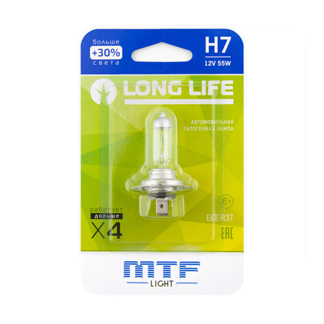 MTF | LONG LIFEx4 БЛИСТЕР H7 |  12V 55W  лампа накаливания, 2900K | превью 1