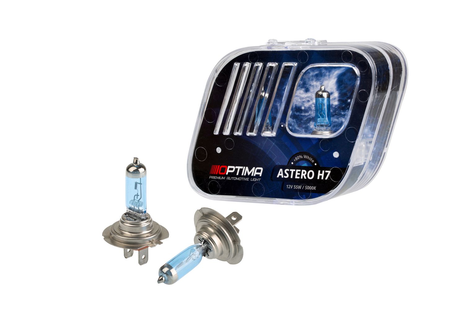 OPTIMA | Astero H7 +80% 12v 55w | 5000K Лампа накаливания BOX 2шт | 1