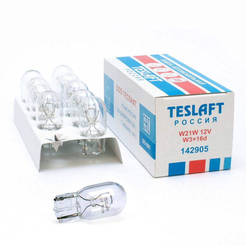 TESLAFT | TESLAFT  12V W21W | Лампа W21W  евро стандарт 12V уп10 шт. | 1