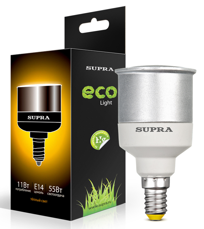 Лампы Supra | SL-R50--11 4200 E-14N | люминесцентная лампа Мощность - 11 Вт, Цоколь - Е14, 4200К | 1