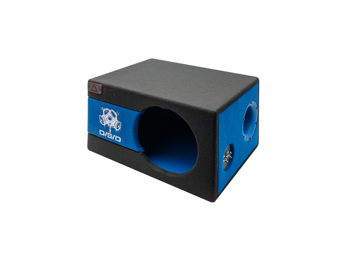 D/S/D | Короб 10" ФАНЕРА  |  Корпус КАРПЕТ ЧЕРНО-СИНИЙ логотип D/S/D фазоинвертор 110 мм , 49л | превью 2