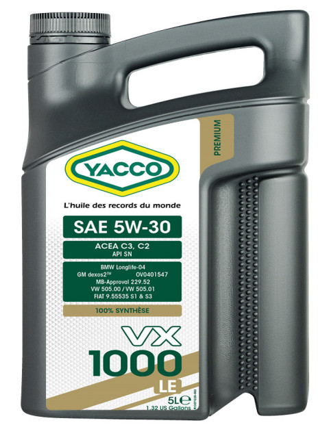 YACCO | VX1000 LE 5W30 | 5L Синт. моторное масло 505.00, 505.01,229.51, 229.52, Dexos2  | 1
