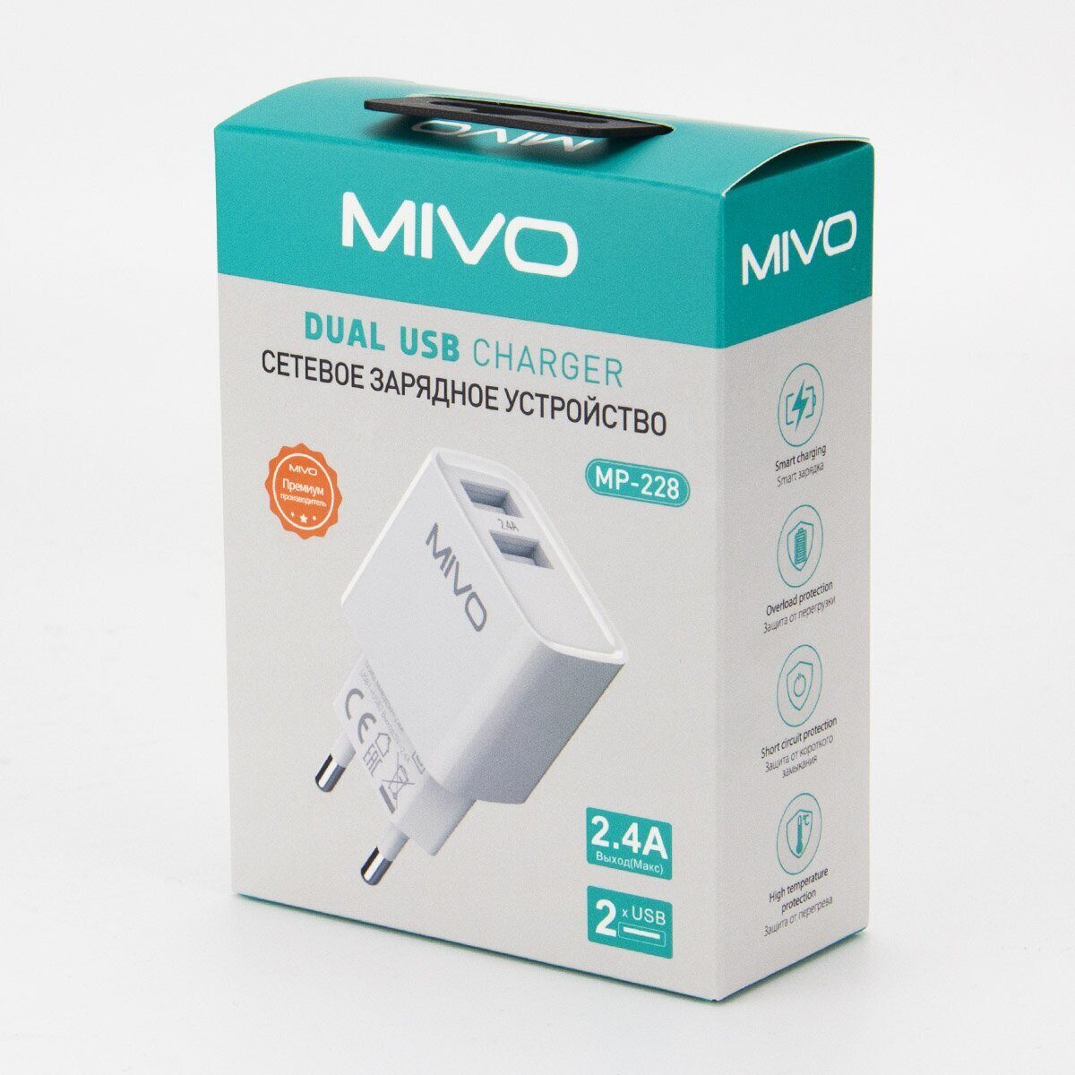 Mivo | MP-228 | Сетевое ЗУ 2x USB 220В 2.1А | превью 3