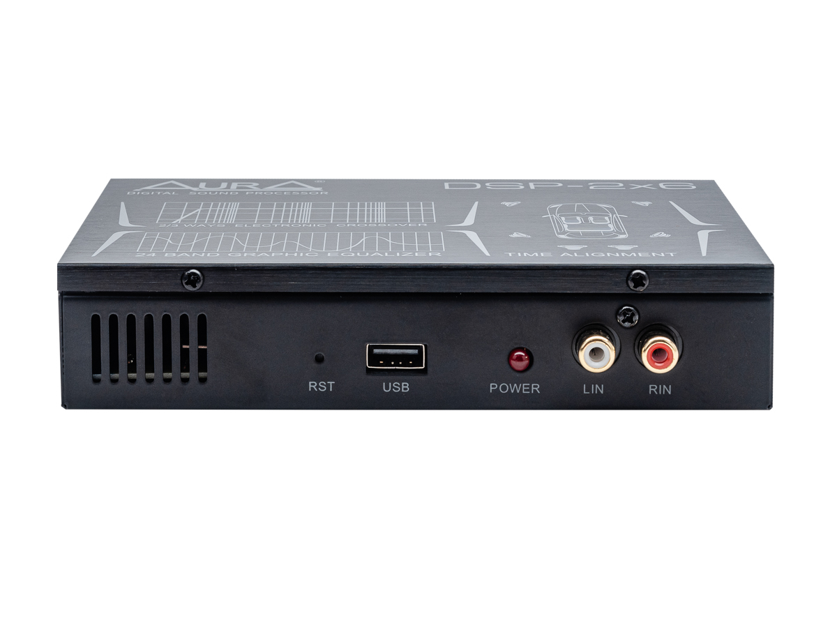 AurA | DSP-2x6 | DSP процессор, входы: 2 RCA, выходы: 6 RCA, BT, USB, APP | 4