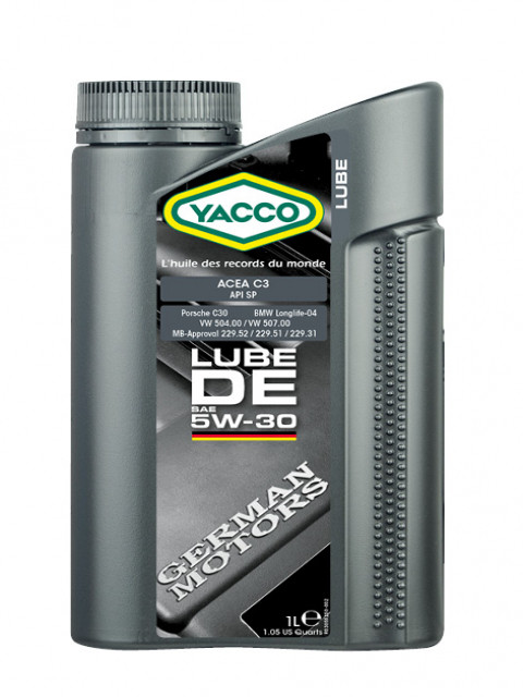 YACCO | LUBE DE 5W30 | 1L Синт. моторное масло VW 504.00, 507.00 | 1