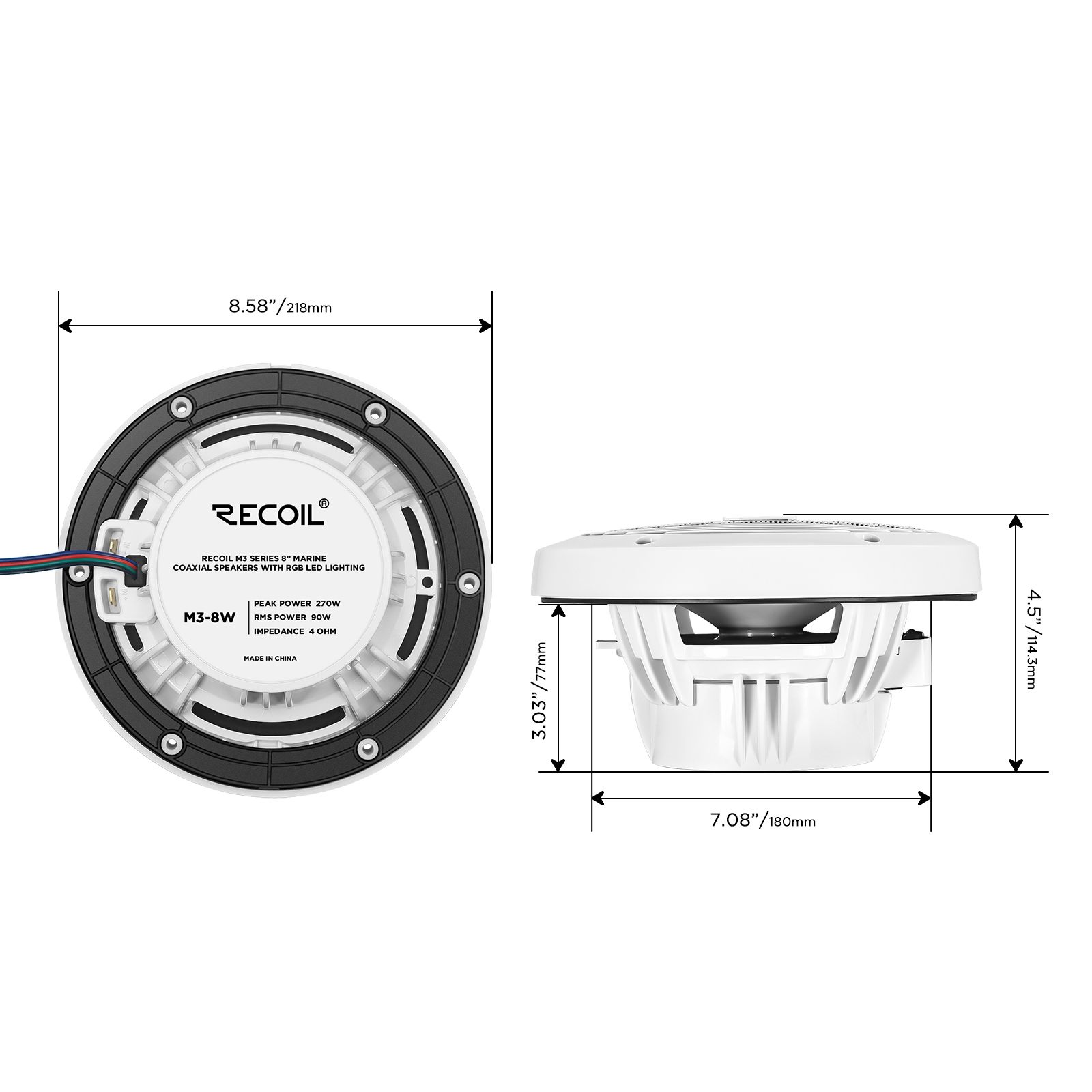Recoil | M3-8W | морская акустика 8", 40 Гц-20 кГц, 88W/160W, 88 dB белый | 5