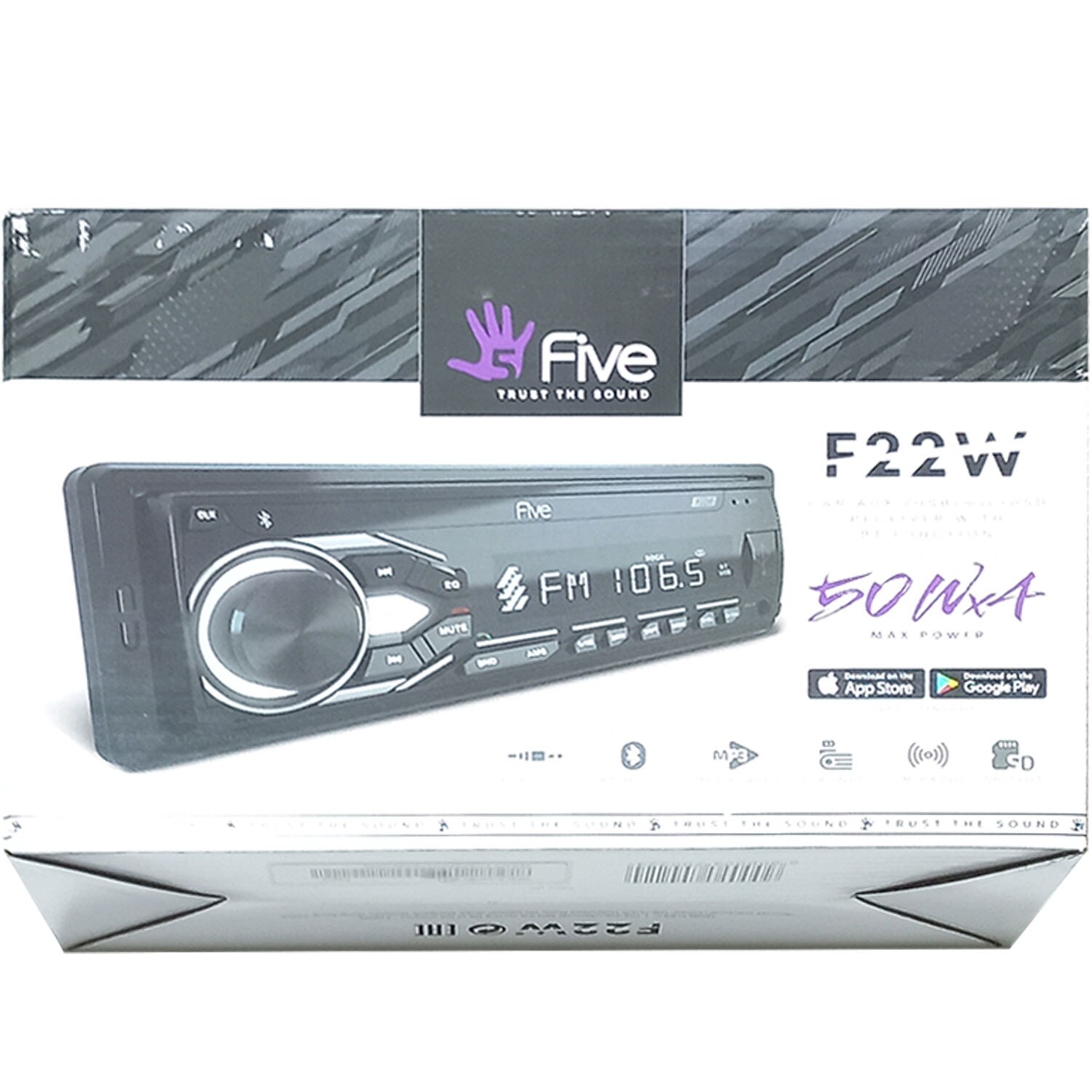 FIVE | F22W | 1din/белая/Bluetooth/USB/AUX/SD/FM/4*50 | 5