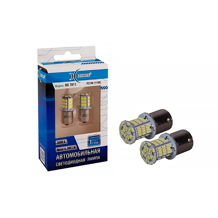 XENITE |  P21W  BS7811 | 78SMD Диодная лампа с цоколем, 450Lm , белая уп.2шт | превью 1