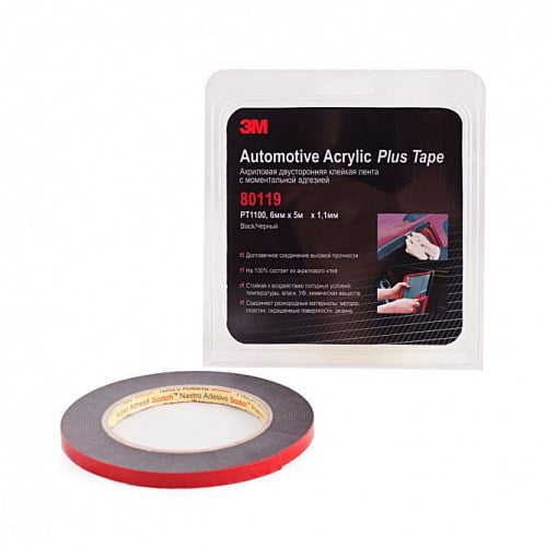 Скотч двусторонний | 3М 80119 | Двухсторонняя акриловая лента 3М PT 1100  1.1мм. 6мм х 5м | превью 2