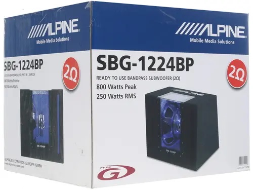 Alpine | SBG-1224BP | 2 ОМ , корп. саб BandPass. 250W RMS 800W Max | 4
