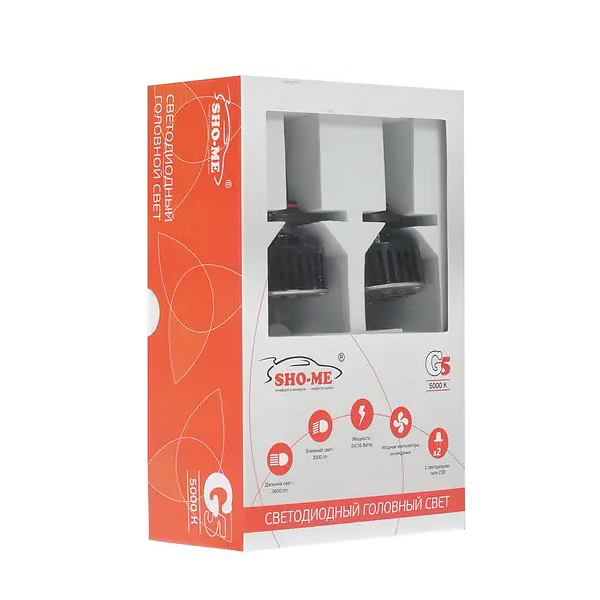 Sho-me | G5 LH-HB4 | c/д COB,3000 люмен,24вт,5000 К CANBUS | 3