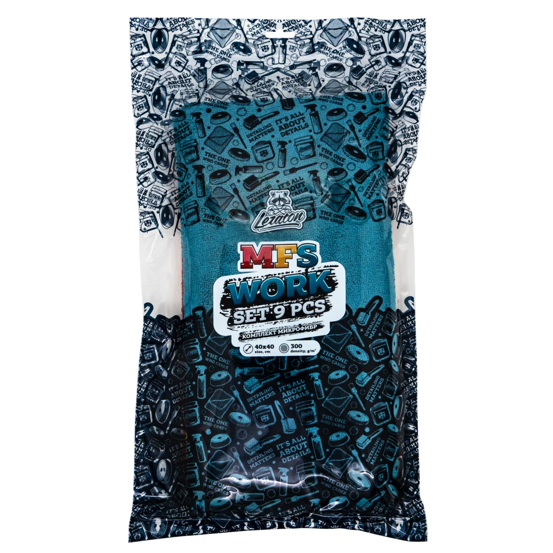 LERATON | MFS WORK SET | Комплект микрофибр из 9 штук LERATON 40x40 300 гр/м2 | 1