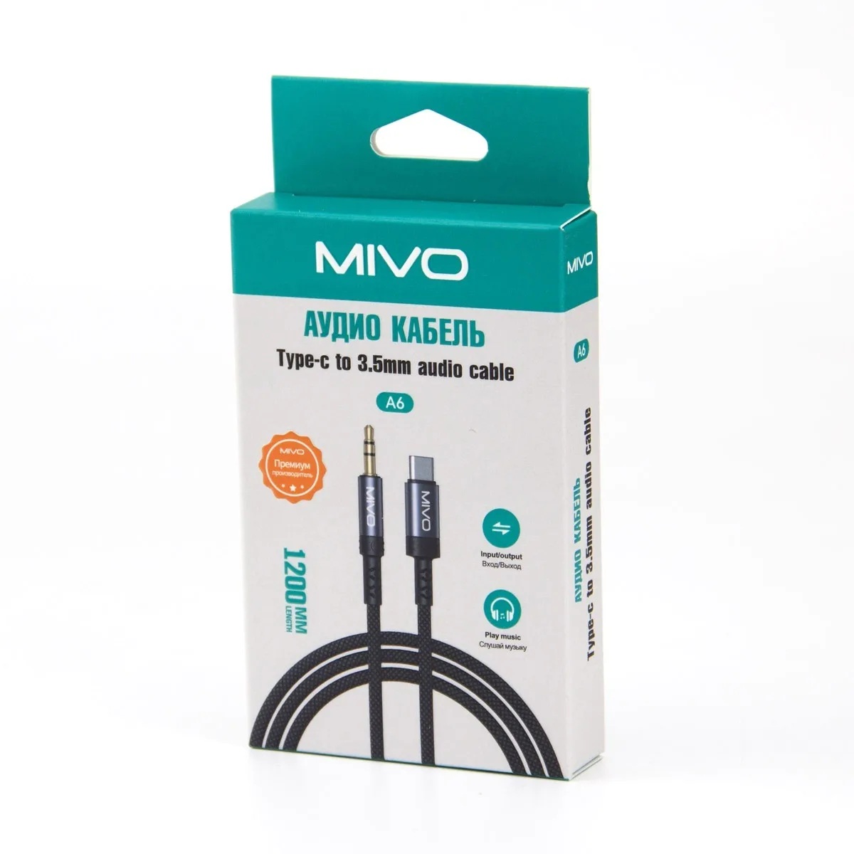 Mivo | MX-A6 | Аудио кабель Type-C - 3.5mm AUX  1.2 м | превью 3
