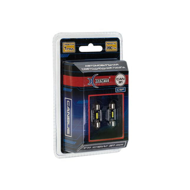 XENITE| T11 С5W CAN31CSP | Диодная лампа 31мм с ОБМАНКОЙ , 280Lm , 5000K белая уп.2шт | превью 1