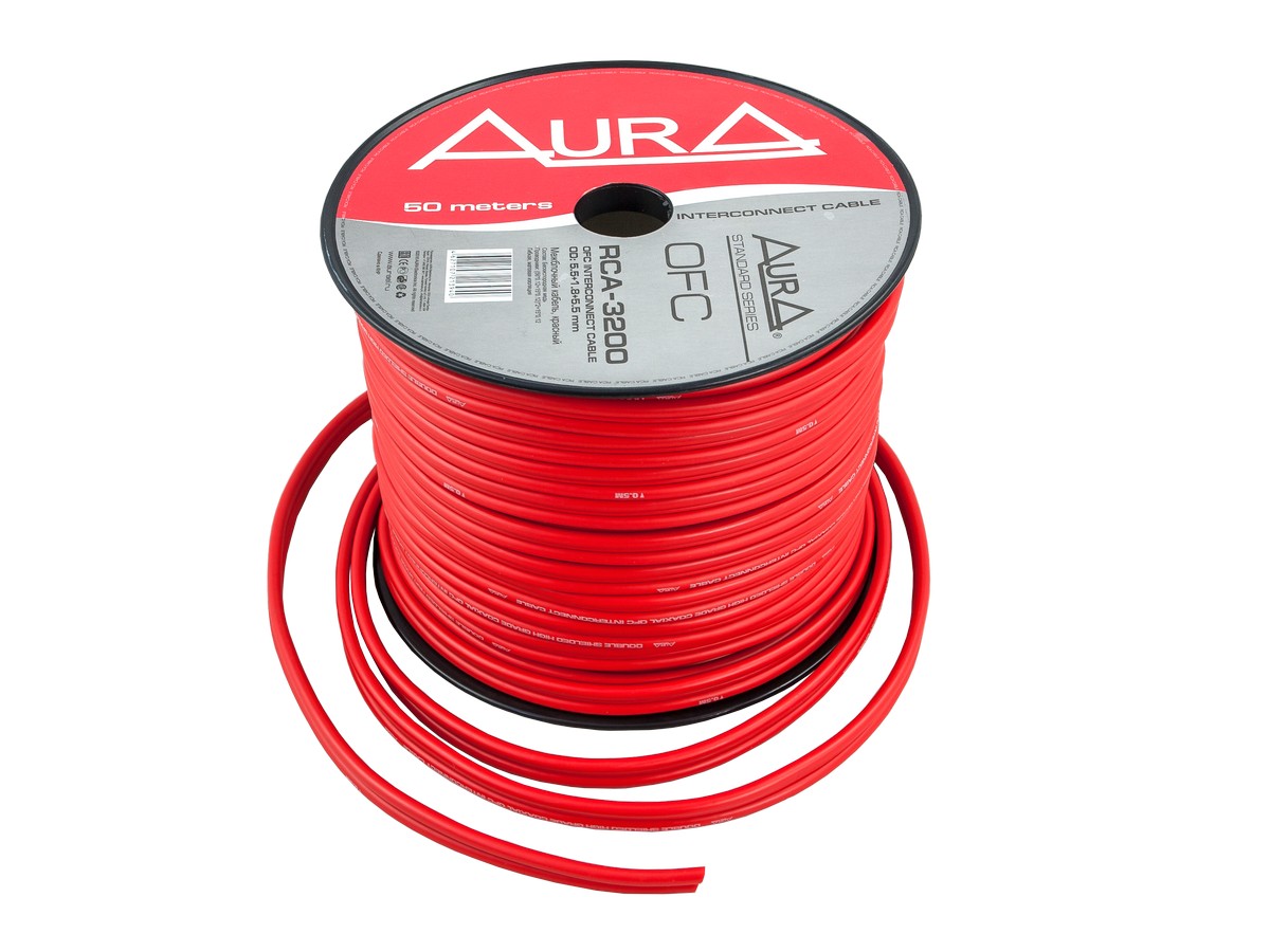 AurA | RCA-3200 RED | RCA 2 канала, МЕДЬ, продажа метрами, бухта 50м. | 1