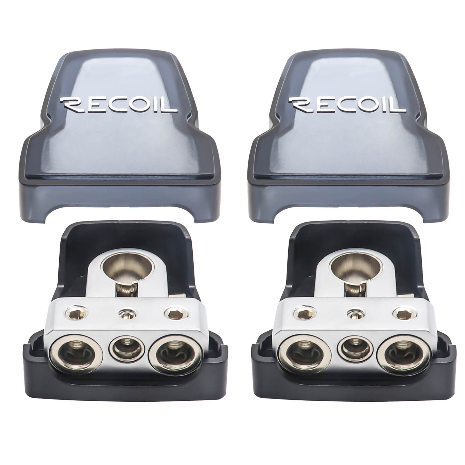 Recoil | PBT-2014 | Клеммы аккумуляторные/2x0/2/4 +1x4/8 Ga, в комплекте 2шт. | 1