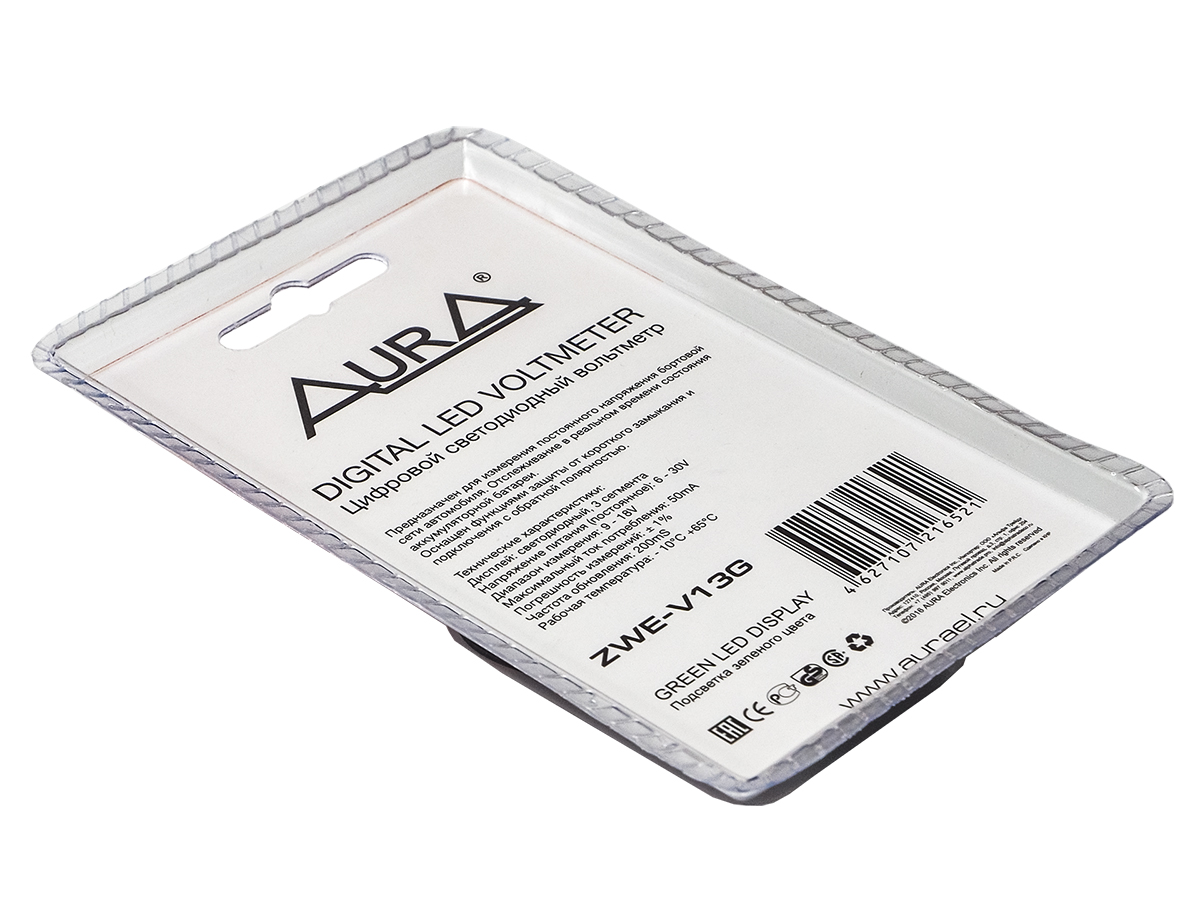 AurA | ZWE-V13G | Вольтметр цифровой, 9-18V, 3 сегмента, зеленый | превью 3