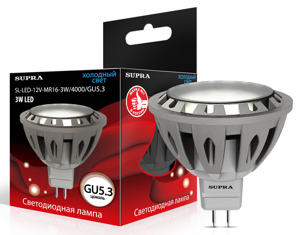Лампы Supra | SL-LED-ECO-MR16-5W/4000/GU5.3 | светодиодная лампа Мощность - 5 Вт, 4000К | 1