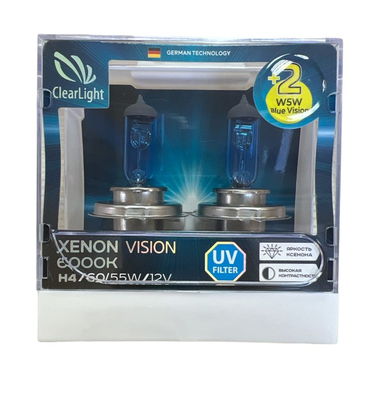 ClearLight | XenonVision H4+W5W Blue Vision | 12V-55W Блистер 2 шт.+2 шт. | превью 1