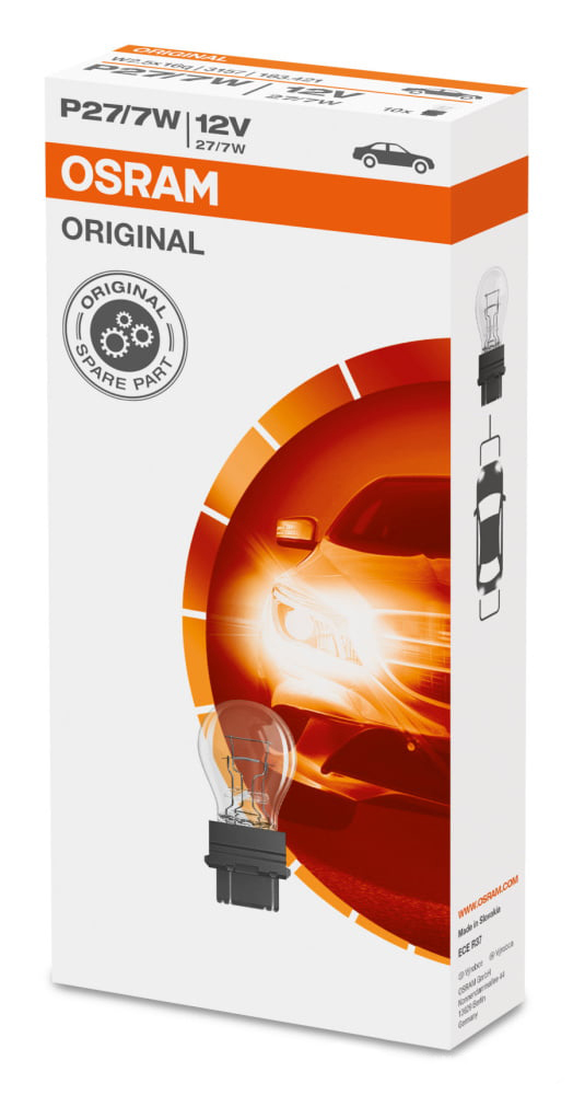 OSRAM | 3157 P27W  | Лампа P27/7W 12V 27/7W Америка пластиковый цоколь уп.10 шт.цена за упаковку | превью 1