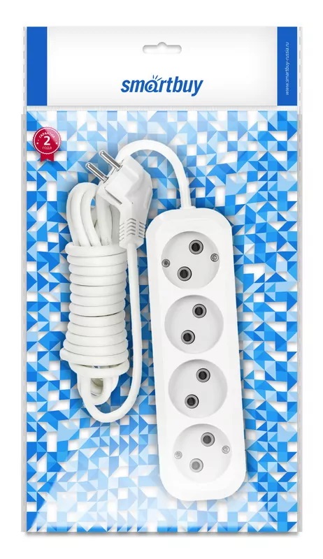 Удлиннитель |Smartbuy | Удлиннитель Smartbuy, 4 гнезда 5 метров 10А/2,2кВт без заземления ПВС 2х1,0| превью 3
