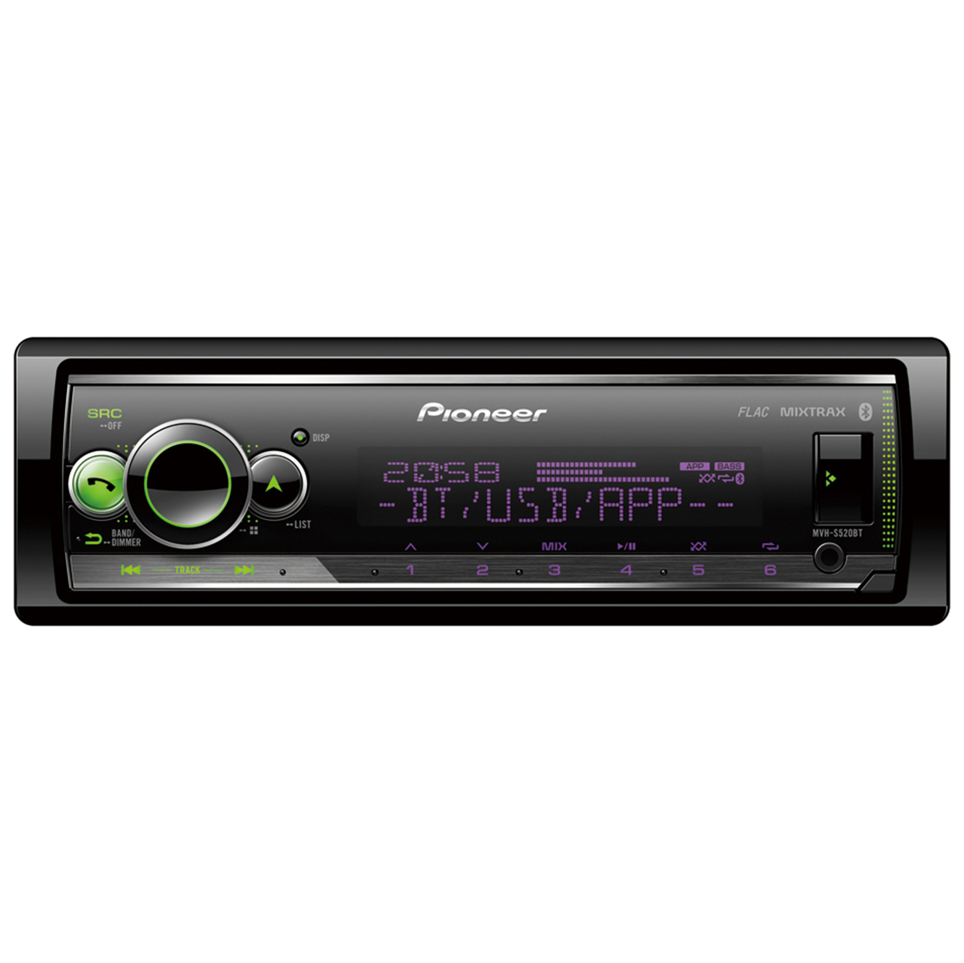 Pioneer | MVH-S520BT | 2020г. 50х4, ВТ,RGB-экран, USB, iPod-Android, FLAC,AUX, 3RCA-2В 13-пол. экв| превью 1