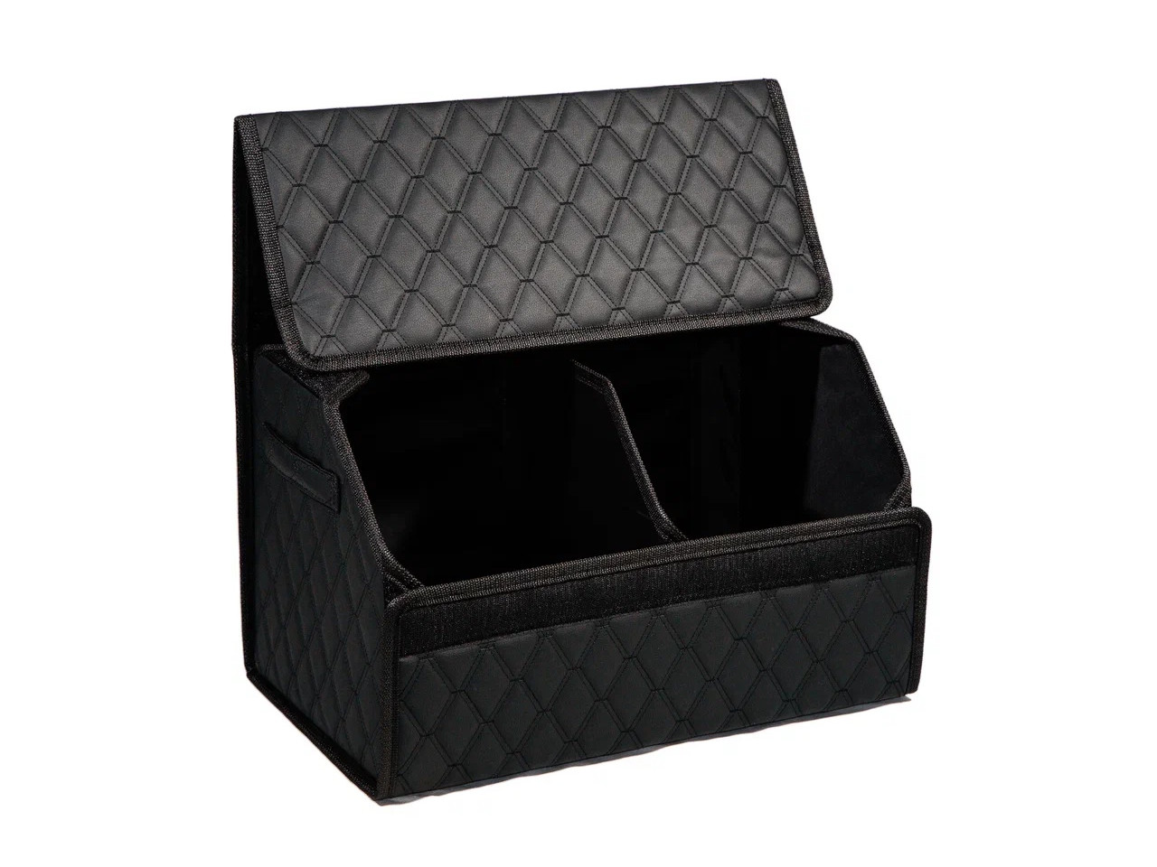FOR CARS | 3D органайзер | ВЫСОКИЙ черный/черная нить/черный кант,экокожа,размер XL(50*25*35 см.)  | превью 2