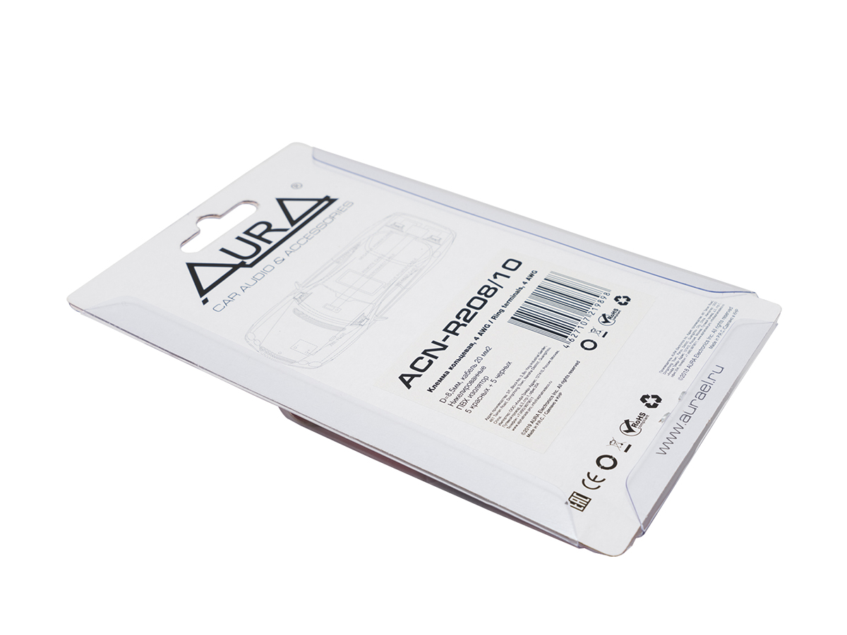 AurA | ACN-R208/10 | Клемма силовая, кольцевая, 8 мм, 4Ga, 5 красных + 5 черных, Nickel, блистер | превью 3