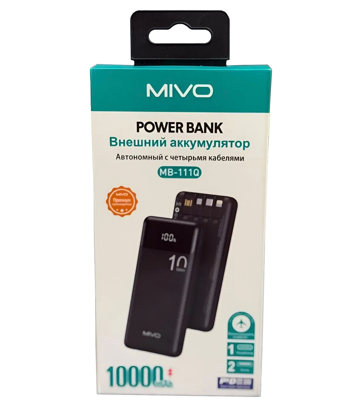 Mivo | MB-111Q | Power Bank 10000 мА⋅ч для зарядки телефонов, смартфонов | 5