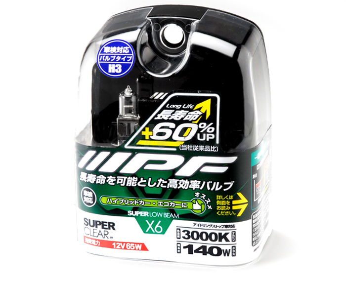 IPF | SUPER CLEAR H3 | V6X21  12V 65W  (140W) комплект ламп накаливания, 3000K | 1