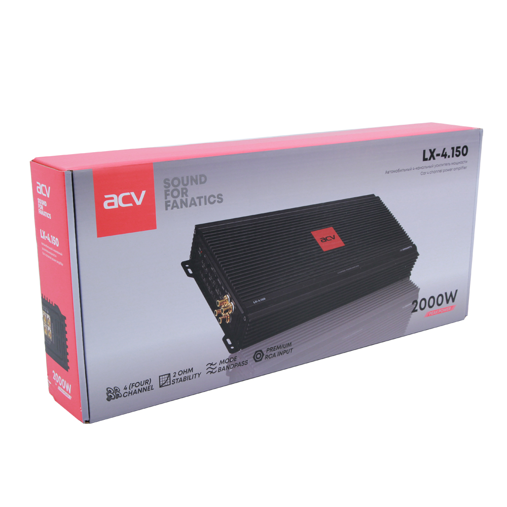 ACV | LX-4.150 | 4x150Вт/БЕЗ БАСБУСТА  4-3-2 канал/4-2 Ом/High-pass Low-pass | 4