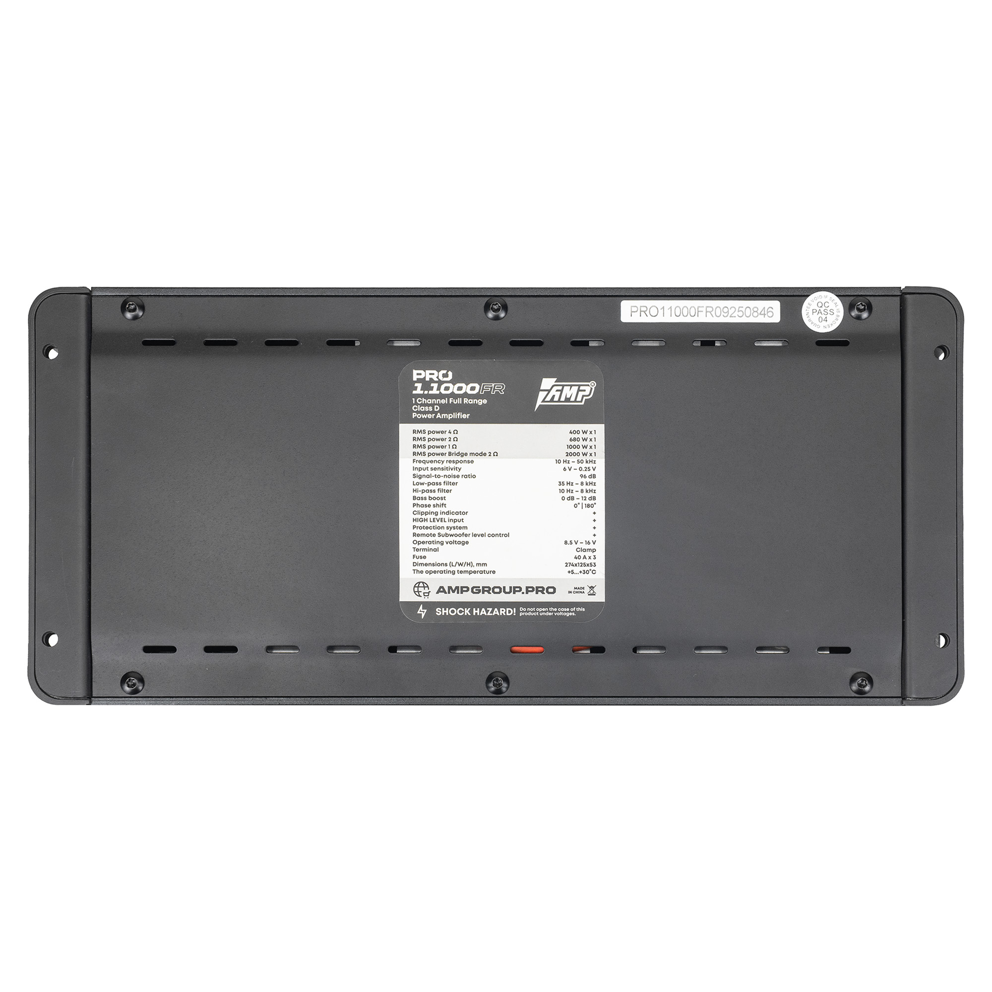 AMP | PRO 1.1000FR | 1-кан, класс D, мощность RMS 1000 Вт х1 ( 1 Ом ), 680Втх1 ( 2 Ом ) | 5