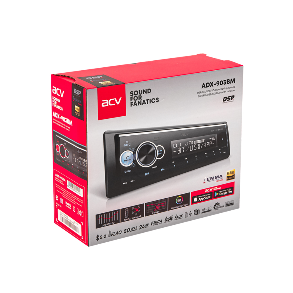 ACV | ADX-903BM DSP | 1din/мультицвет/FM/MP3/USB/BT/SD/FM/4*50 | 5