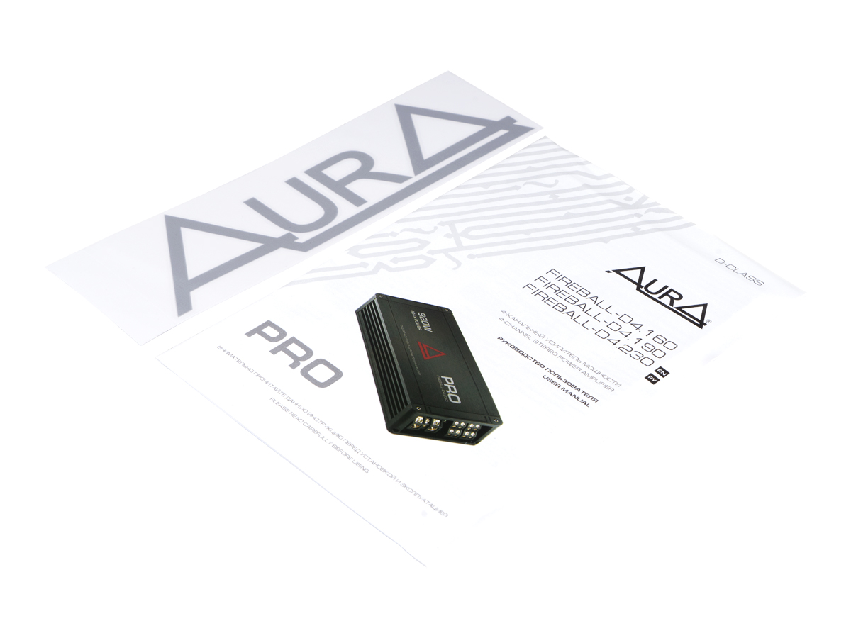 AurA | FIREBALL-4.160 PRO | 4x100w (4 Ohm), 4x160w (2 Ohm), 2x320w (4 Ohm), LPF/HPF, 10Hz - 25kHz | 6