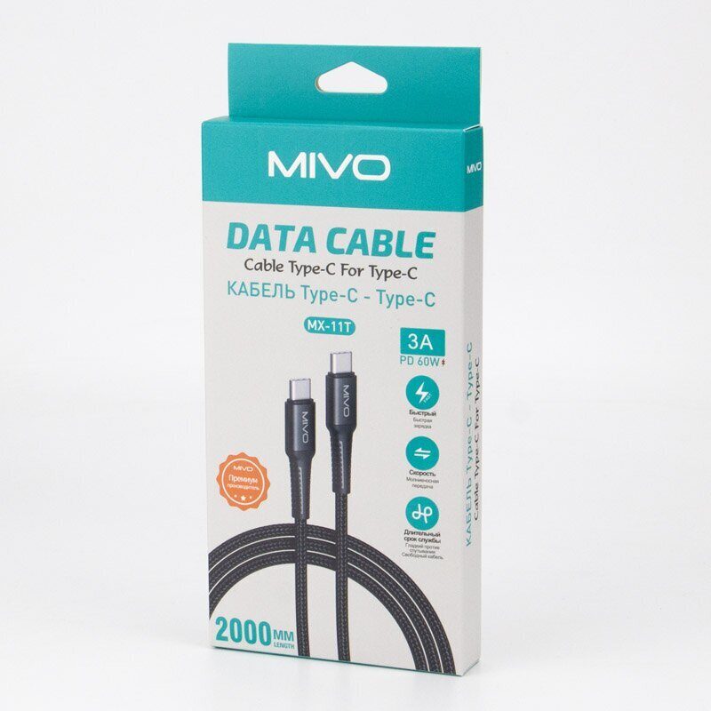 Mivo | MX-11T | Кабель Type-C - Type C 2.4 А  2 м | превью 3