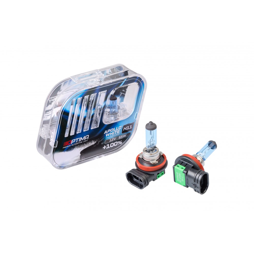 OPTIMA | Apollo H11 12v 55w | WHITE 4500K Лампа накаливания BOX 2шт | превью 1