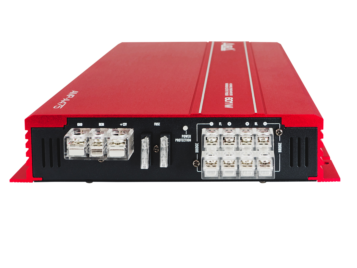 AurA | AMP- A475 | 4x75w (4 Ohm), 4x95w (2 Ohm), 2x180w (4 Ohm), LPF/HPF, 20Hz - 20kHz | 2