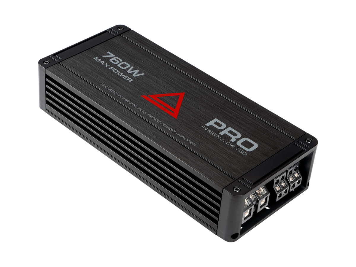 AurA | FIREBALL-4.190 PRO | 4x120w (4 Ohm), 4x190w (2 Ohm), 2x380w (4 Ohm), LPF/HPF, 10Hz - 25kHz | 1