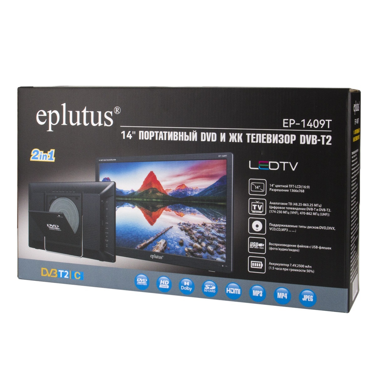 Eplutus | EP-1409T Black | 14,1" встроенный DVB-T2, USB, внутренний аккумулятор | 4