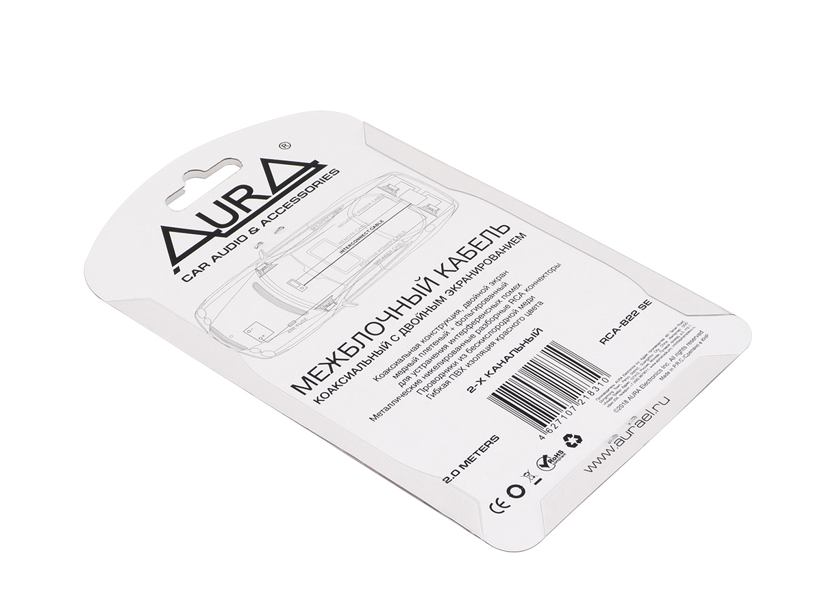 AurA | RCA-B02 SE | RCA-кабель 0,25 метра, 2 канала, бескислородная медь (OFC), двойной экран | 2