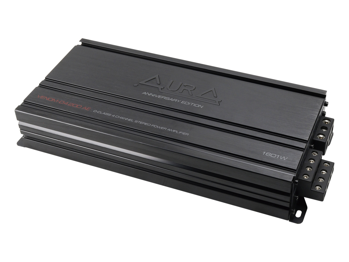 AurA | VENOM-D4.200 AE | 4x200w (4 OHM), 4x350w (2 OHM), 2x750w (4 OHM), LPF/HPF/BPF | 1